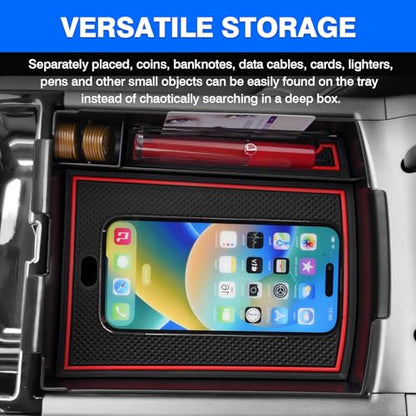 Center Console Organizer for 2025 Tucson Limited Accessories Armrest Storage Box Secondary Insert Tray with 2 Color Mats (2025 Hyundai Tucson)
