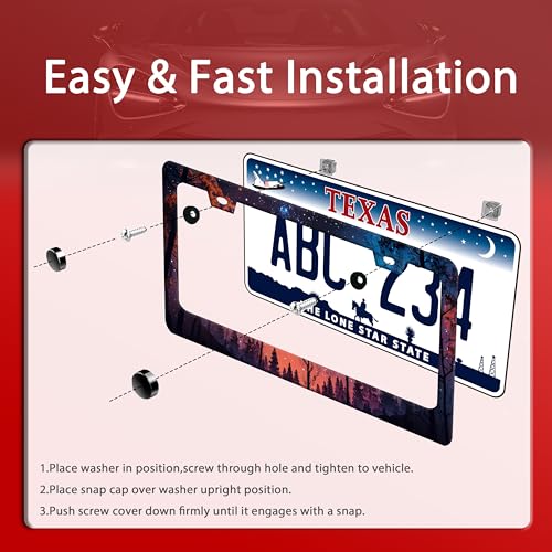 Night Starry Forest Stainless Steel License Plate Frame for US Cars Decor (Night Starry Forest)