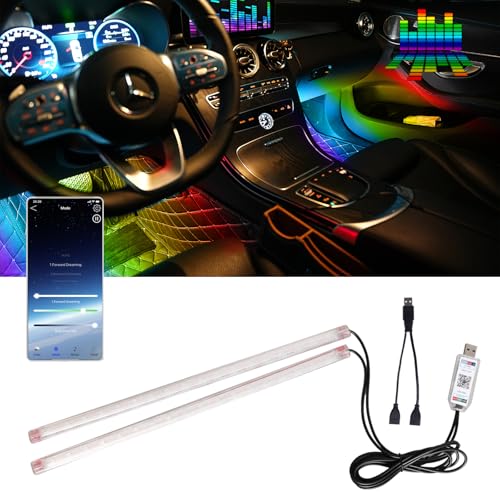 Upgrade Smart USB Dream Color Interior Car LED Strip Light with App Control (RGB Dreamcolor / 36LED,2strips)