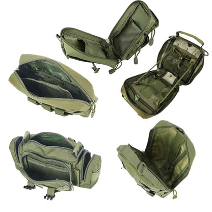 Universal Tactical Seat Back Organizer Vehicle Molle Panel Organizer Storage Bag with 5 Detachable Molle Pouch for All Vehicel Such as Jeep (Upgraded-B-Military Green)