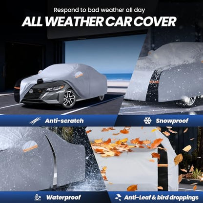 Multi Layer Car Cover Custom Fit for Nissan Sentra (W.Custom Fit Nissan Sentra / White Car Cover)