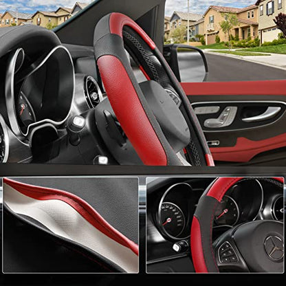 Steering Wheel Cover 14.5 (Standard size[14 1/2''-15''] / Black and Red)