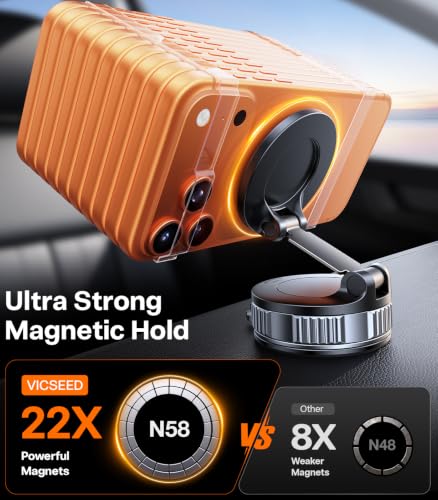 for MagSafe Car Mount [Upgraded 98LBS Strongest Suction (Dash-Black)