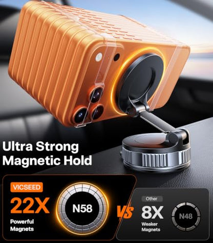 for MagSafe Car Mount [Upgraded 98LBS Strongest Suction (Dash-Black)