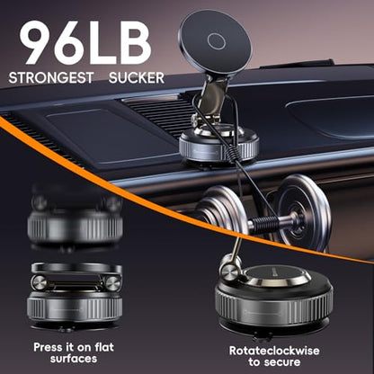 Magnetic Phone Holder for Car 2026 Heavy Duty Model 360° Adjustable Vacuum Suction Car Magsafe Phone Mount Cell Phone Holders for Your Car for iPhone 16 Pro Max 15 14 13 12 Plus