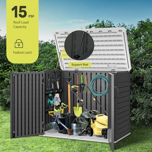 Outdoor Resin Storage Sheds with X (X-Shaped-4.3x3.4ft / Dark Gray)