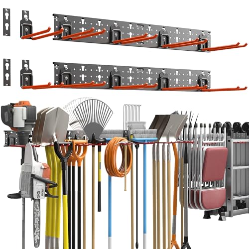 Garden Tool Organizer Wall Mount (4 panels with 10 hooks)