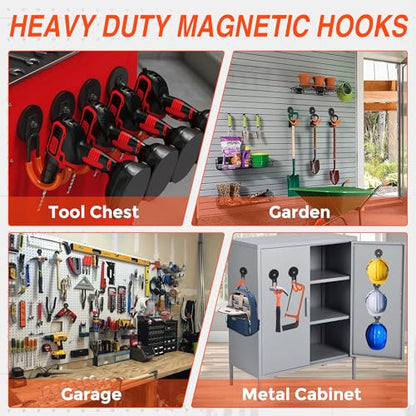 Strong Magnetic Hooks Heavy Duty (2.6" Magnet-2 Pack-Orange)