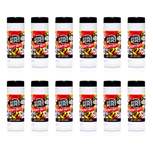 Hyper Wipes 12 Pack Heavy Duty Hand & Tool Cleaning Wipes (35 Count (Pack of 12))