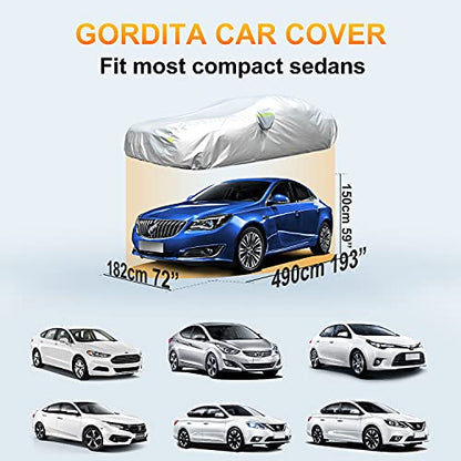 Car Covers Waterproof All Weather Snowproof Windproof (Sedan 193x72x59 inch)