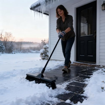 18" Push Broom for Deck Driveway Patio Garage (Black)