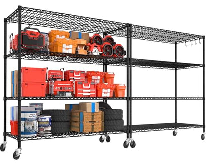 55.5" Wx24 x80 Heavy Duty Metal Wire Storage Shelving with Wheels (55.5"W x 24"D x 80"H)