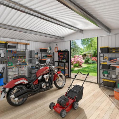 12x14 FT Outdoor Storage Shed (White / 12x14 FT)