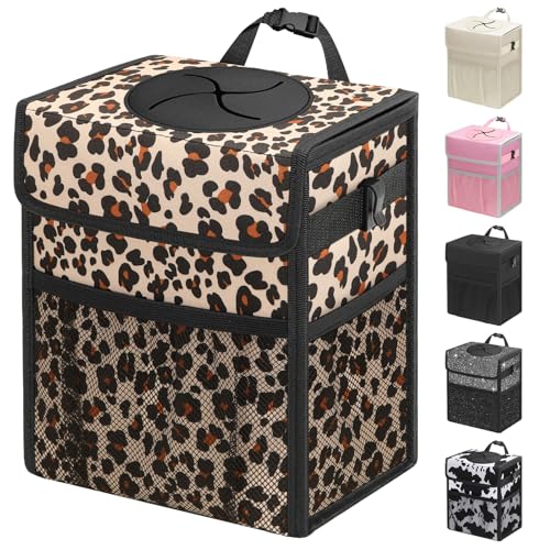 Car Trash Can with Lid (2.5 Gallons / Leopard)
