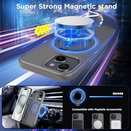 Magnetic Case for iPhone 15 with Stand (6.1" (for iPhone 15) / Light Gray)