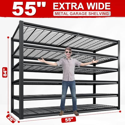 3500LBS Garage Shelving (6-Tier,55" W x 26" D x 84" H)