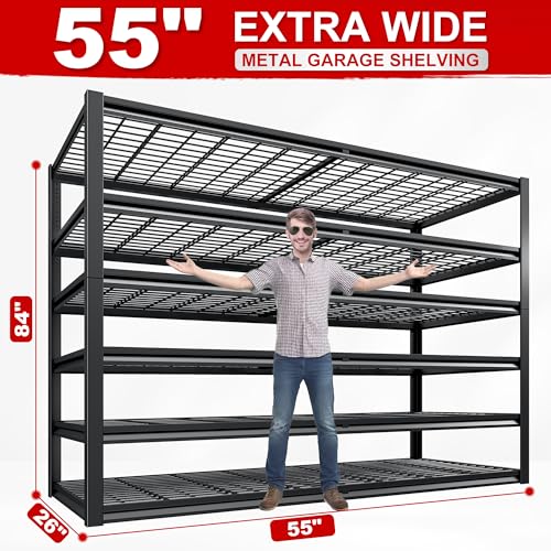 Heavy Duty Garage Shelving (6-Tier,55" W x 26" D x 84" H)
