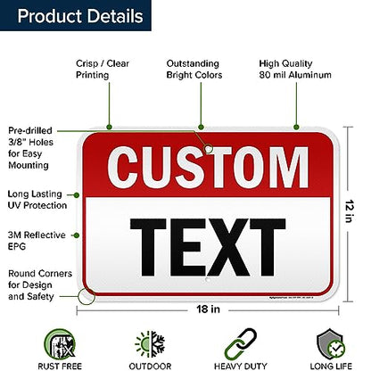 Custom Sign Custom Sign for Business (Header - Horizontal / 12x18 - Aluminum Reflective)