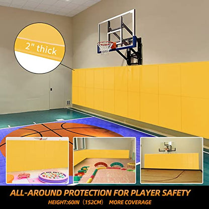 4 Pack Wall Protection Pads 2" Thick Foam Wall Padding (60" x 20" x 2" / 4 PACK / YELLOW)