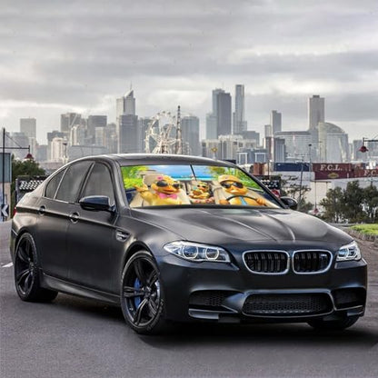 Funny Duck Car Windshield Sunshade Umbrella Foldable Umbrella (57X31 Inch / Color-DUCK1)
