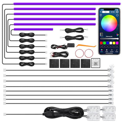 Acrylic Interior Car LED Strip Light with Wireless APP (RGB Color 18 in 1)