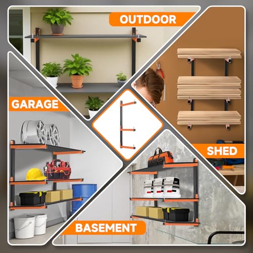 4 Pack Lumber Rack Wall Mount (B– 4 Pack, 6 Level)