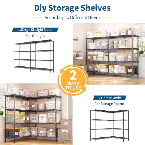 Metal Shelving (Black-70"W*15.8"D*62.9"H)