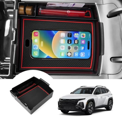 Center Console Organizer for 2025 Tucson Limited Accessories Armrest Storage Box Secondary Insert Tray with 2 Color Mats (2025 Hyundai Tucson)