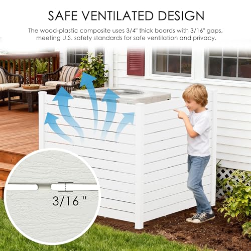 50" W x 48" H Outdoor Privacy Screen with Aluminum Posts (White/3Panels)