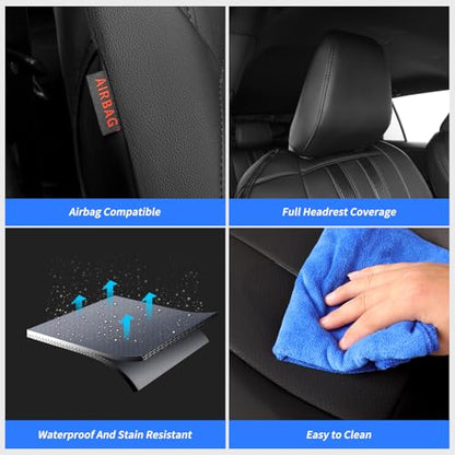Camry Car Seat Covers Custom for Toyota 2025 2026 Camry (Leatherette(Black&Carbon Fiber) / 2025-2026 Camry Hybrid (XLE/XSE))