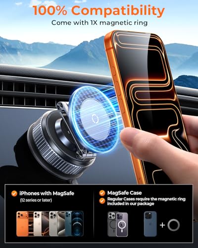 Vacuum Magnetic Car Phone Holder for Magsafe (Black)