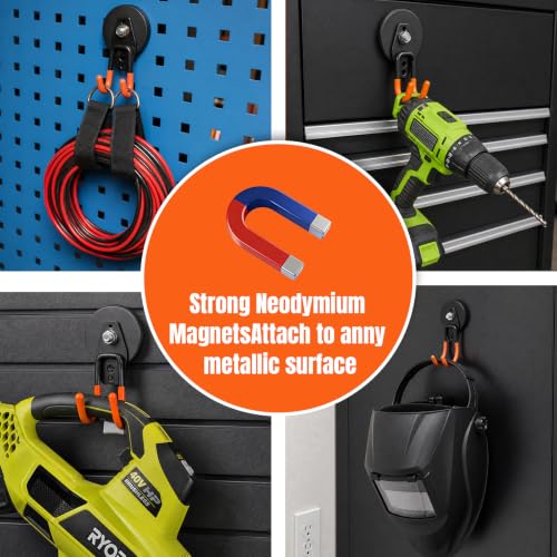 Heavy Duty Magnetic Garage Hooks (Orange)