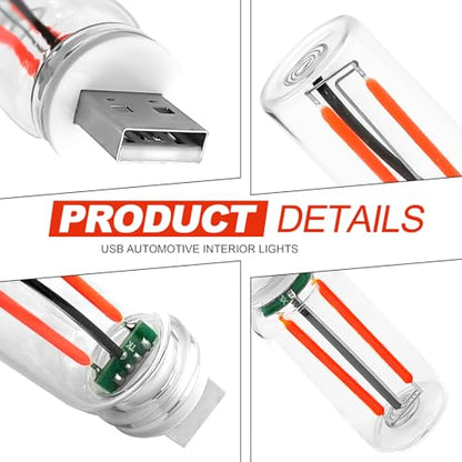 3PCS USB Car Interior Ambient Lights (Red)
