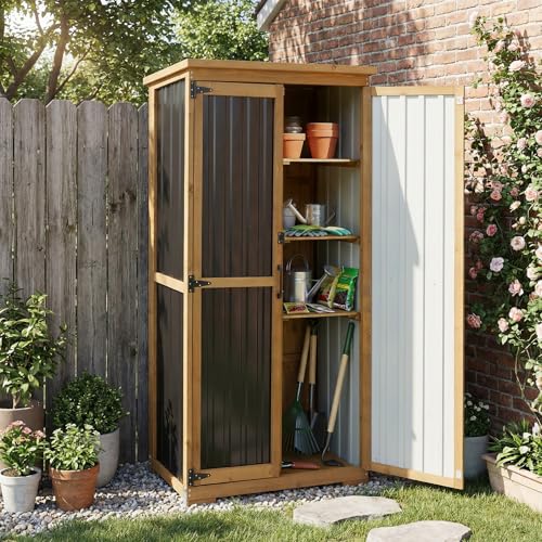 Outdoor Storage Cabinet Weatherproof (Black / 32" x 16" x 66")