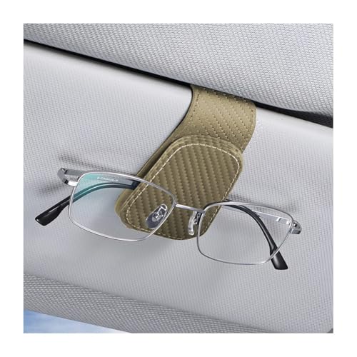 Sunglasses Holders for Car Sun Visor (1 Pack / Beige/Carbon Fiber)