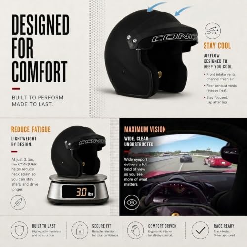 Snell SA2025 Approved Open Face Auto Racing Race Car Helmet (Medium / White)
