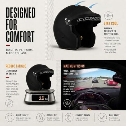 Snell SA2025 Approved Open Face Auto Racing Race Car Helmet (Medium / White)