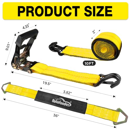 Car Tie Down Straps for Trailers 2" x 10' 4 (Car Tie Down Straps)