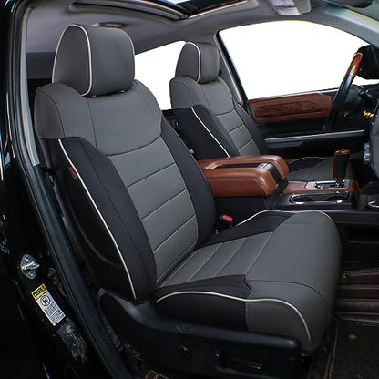Custom Fit Tacoma Leather Car Seat Covers for Toyota Tacoma 2012 2013 2014 2015 (Leather (Black/Gray) / 2012-2015 Tacoma Full Set (Trd Sport Seats))