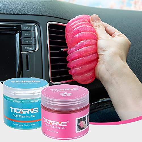 2Pack Cleaning Gel Car Putty Slime for Detailing Putty Detail Tools Car Interior Cleaner Automotive Cleaning Kits Keyboard Cleaner Blue Rose (Blue+Rose Red)