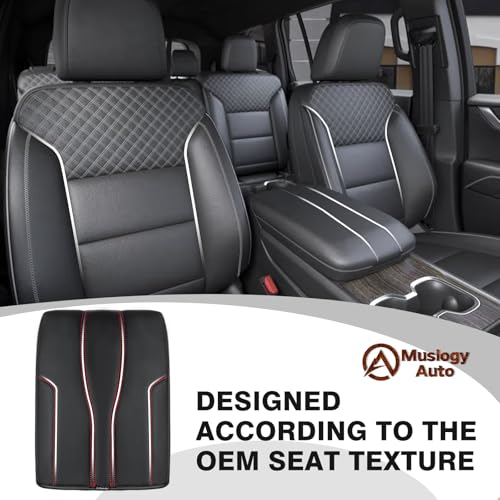 Armrest Cover for GMC Acadia 2024 (19) 24+ |Acadia&Traverse| Black/Red Trim, Regular)