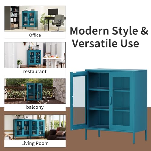 Metal Storage Cabinet with Mesh Doors (Blue / 40''H)