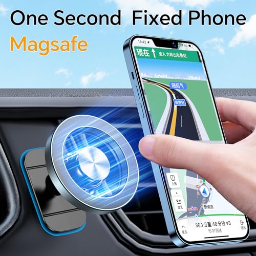 for Magsafe Car Mount【20 Strong Magnets】Magnetic Phone Holder for Car Phone Holder Mount Dash Mounted Holders Cell Phone Holders for Your Car Accessories for Women Men for iPhone 17 16 15 14 (Metal Gray)