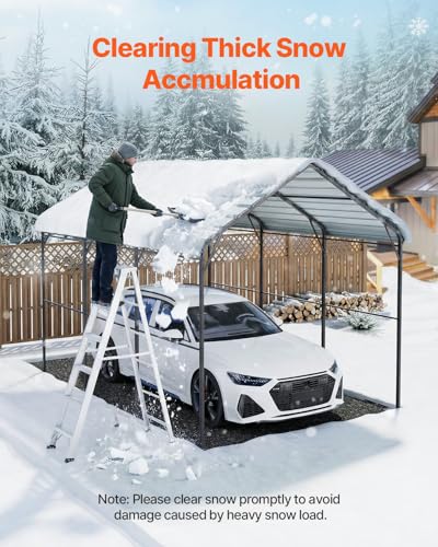 Heavy Duty Metal Carport (White / 10x15ft)