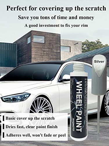 Silver Rim Touch Up Paint Rim Scratch Repair Pen Wheel Touch Up Paint Car Rim Paint Pen Universal Color Silver Wheel Paint (Silver)