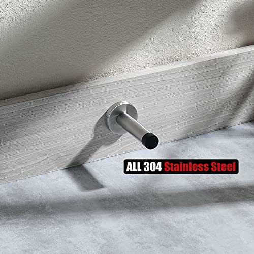 Door Stopper 304 Stainless Steel Thicken 1mm Sound Dampening Door Stop Bumper Wall Protetor 2 Pack (2 Pack / Brushed & Black Tip)