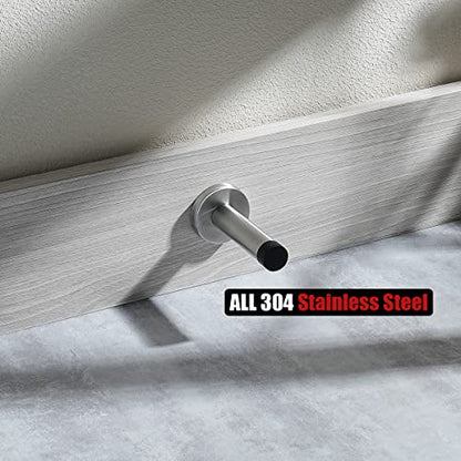 Door Stopper 304 Stainless Steel Thicken 1mm Sound Dampening Door Stop Bumper Wall Protetor 2 Pack (2 Pack / Brushed & Black Tip)