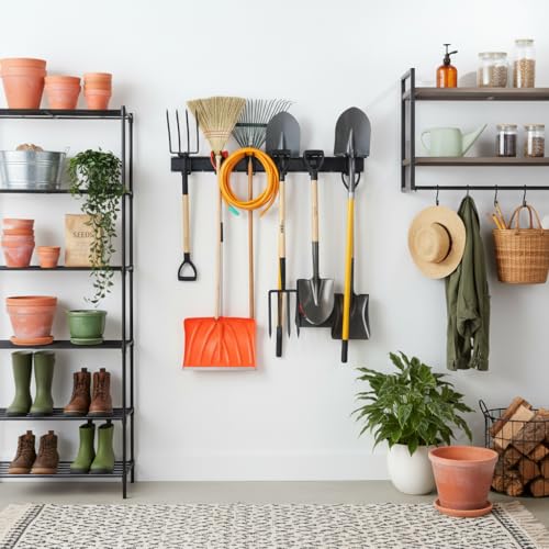 96 Inch Heavy Duty Wall Mount Garden Tool Organizer for Garage (Black / 96 Inch)