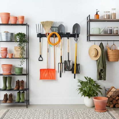 96 Inch Heavy Duty Wall Mount Garden Tool Organizer for Garage (Black / 96 Inch)