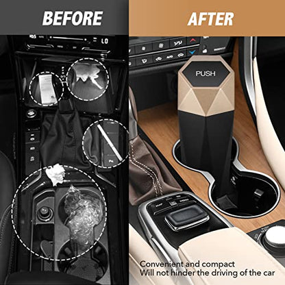 Car Trash Can with Lid (Gold-2Pcs)